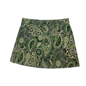 Vintage Lilly Pulitzer Green, navy, and white paisley & floral printed Skirt 2